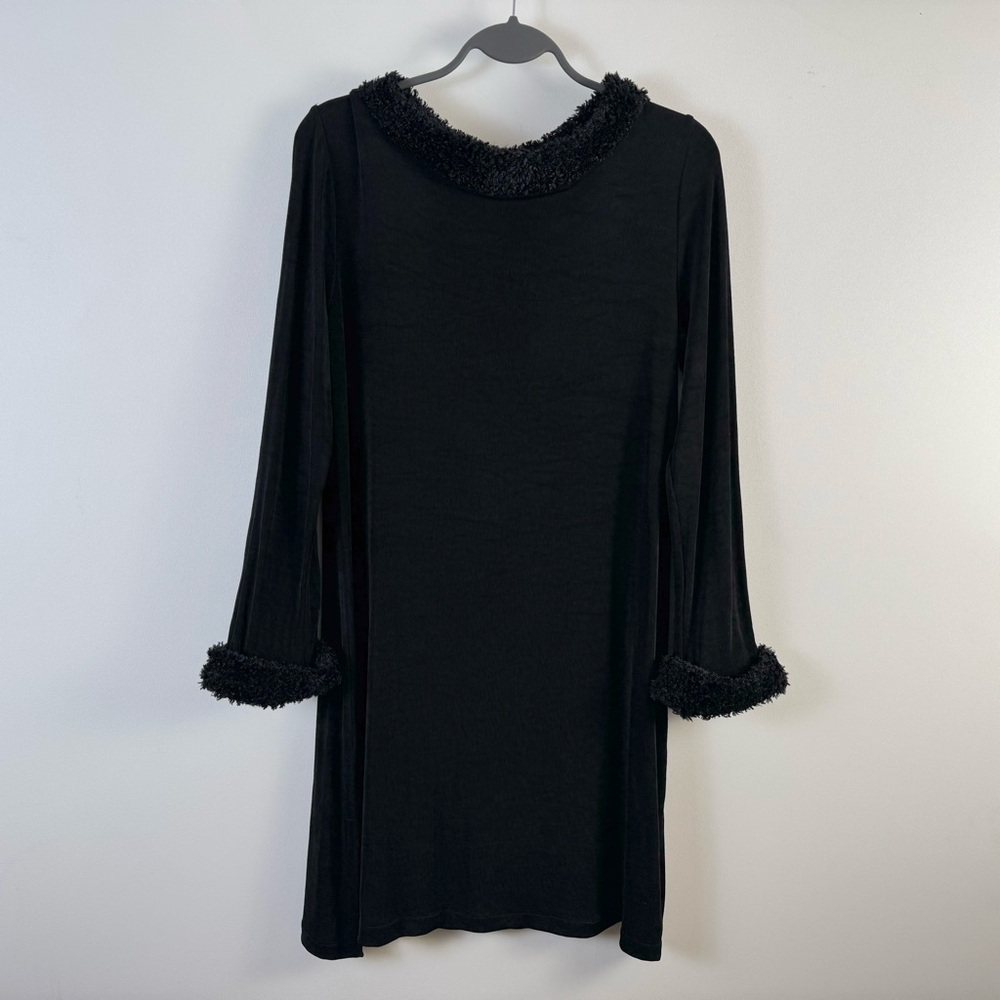 AHNI Handmade Tunic Shirt Top Black Slinky Size 1 Small Medium Stretchy Art Wear